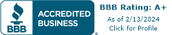 BBB Accredited Business A+ Rating